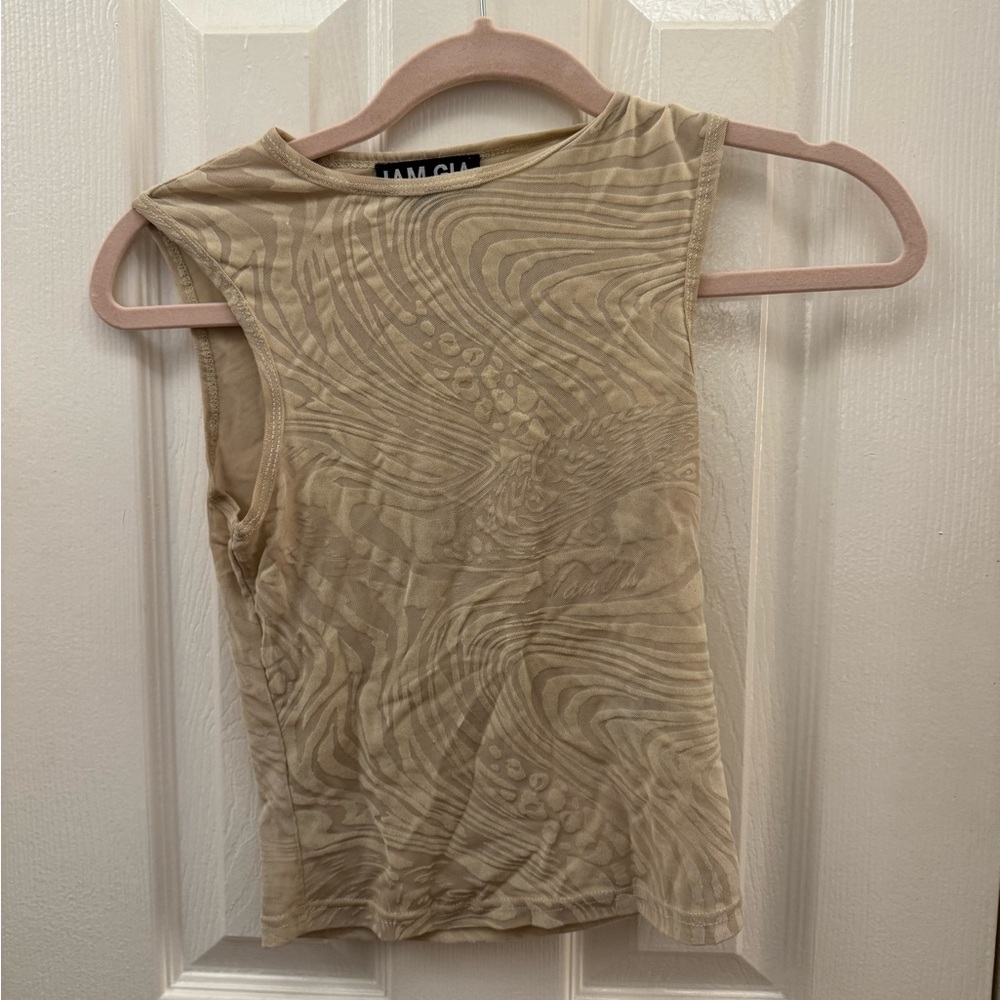 I.AM.GIA - Amina Burnout Top (SMALL US4/6, Tan)